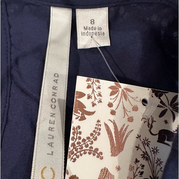 LC LAUREN CONRAD Dress Maxi Sleeveless Lace Bohemian Ruffle Navy Blue Size 8 - Picture 7 of 10